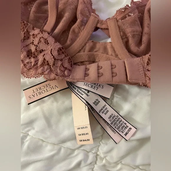 NWT Victoria's Secret Pink Lace Unlined Bra 34C - Picture 6 of 6